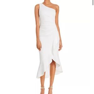 Aqua One-Shoulder White Dress